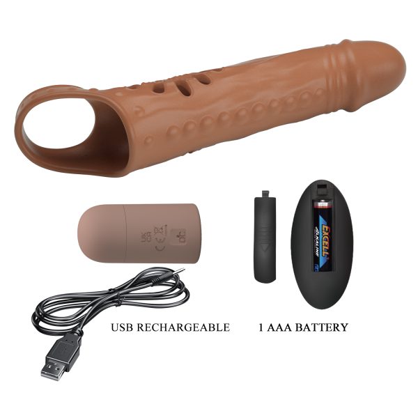 Насадка на пенис с вибрацией и кольцом для мошонки Qwanell. BI-026270W
