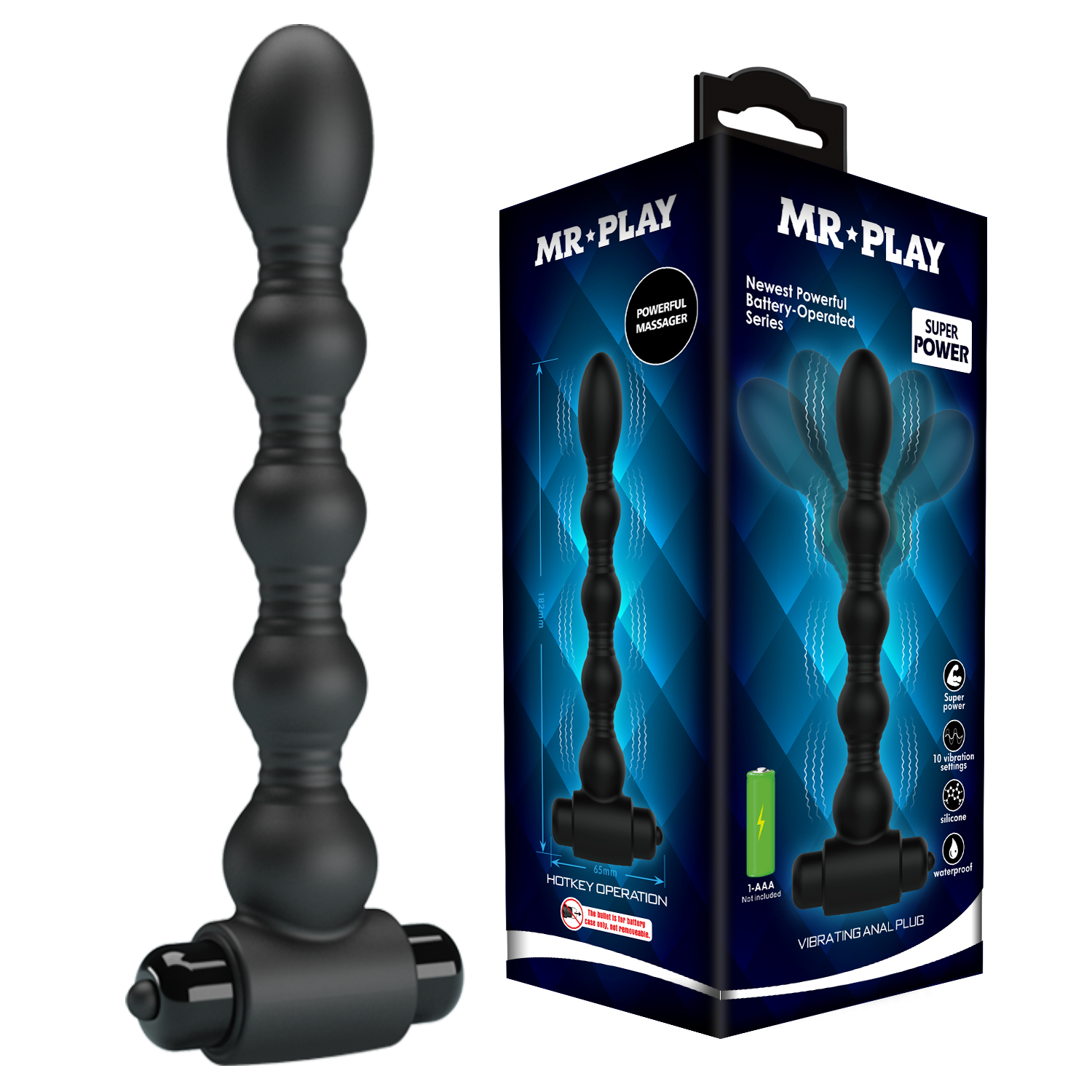 Анальный вибростимулятор MR PLAY с 10 режимами вибрации. BI-040105-MR