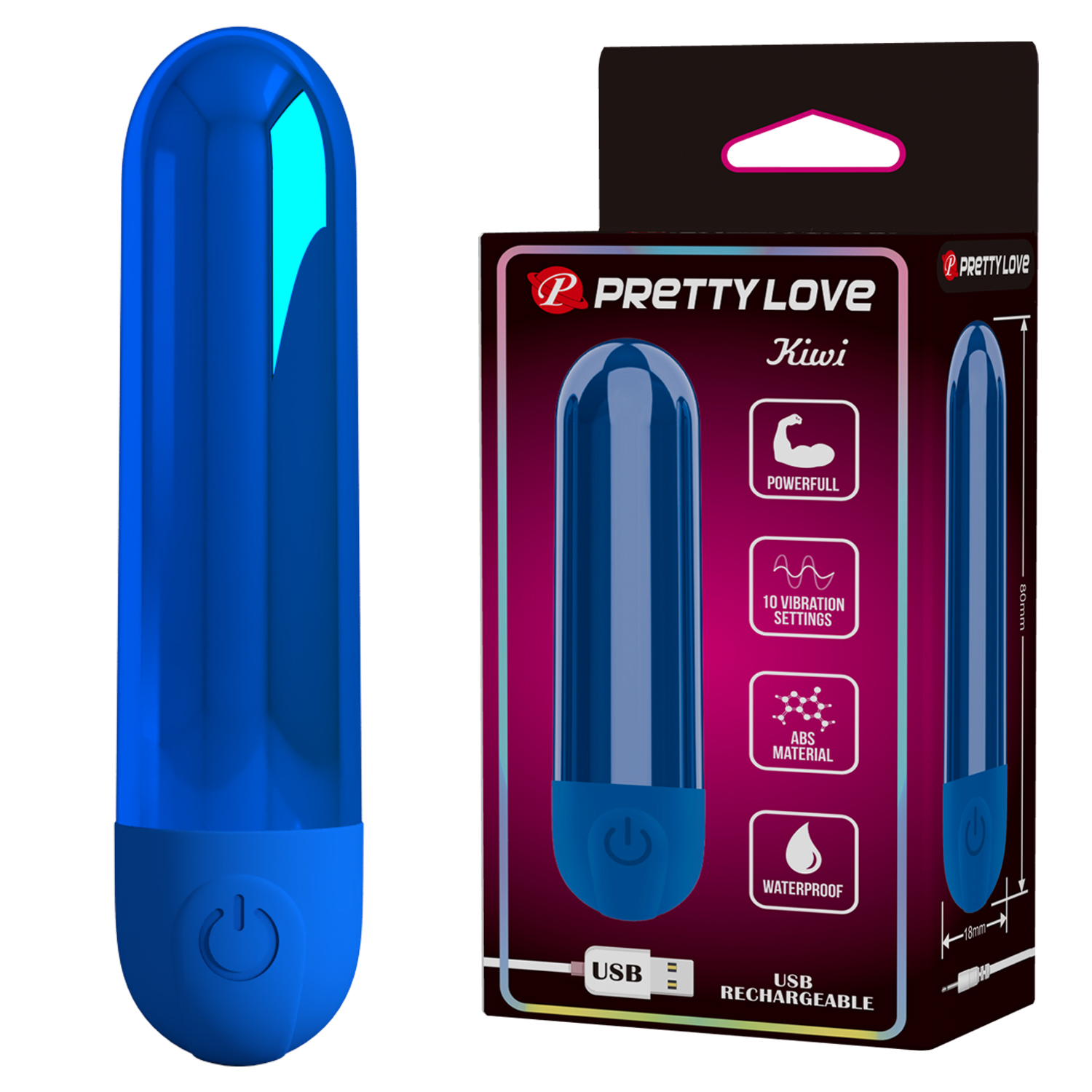 Мини-вибропуля PRETTY LOVE «Kiwi» с 10 режимами вибрации. BI-300091