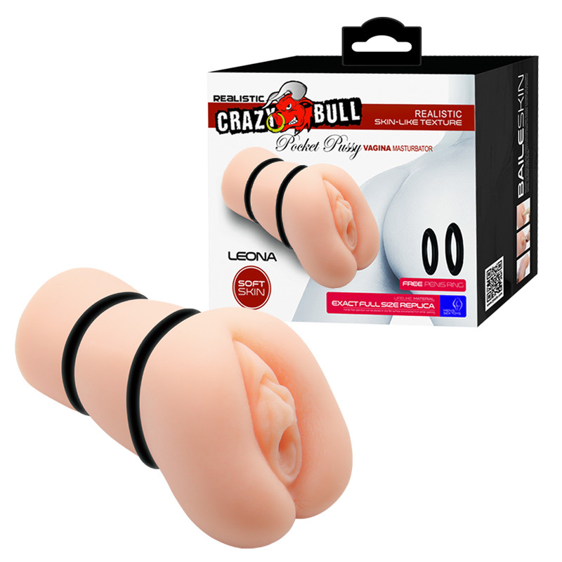 Мастурбатор CRAZY BULL Leona BM-009225NH с реалистичной текстурой и регулируемыми кольцами для изменения плотности.