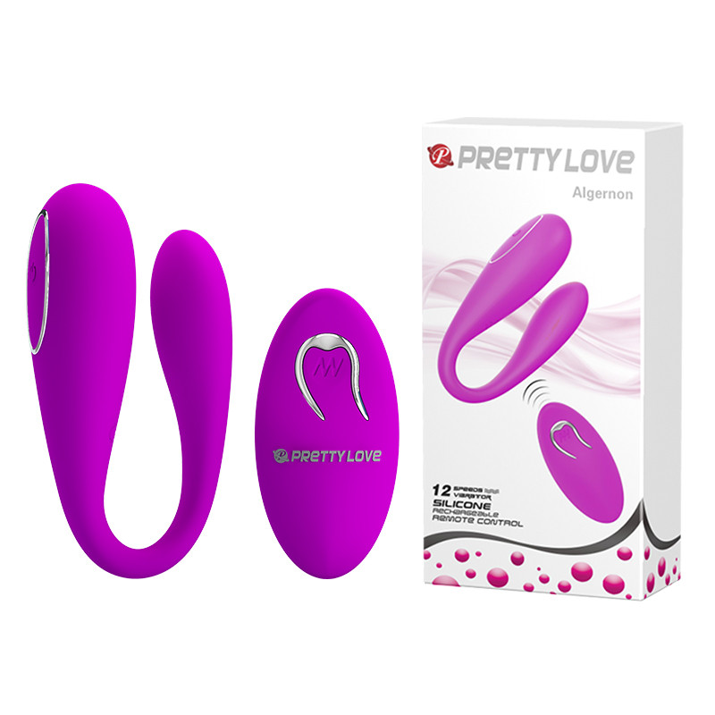 Розовый вибратор для двоих PRETTY LOVE Algernon BI-014582W с дистанционным пультом управления