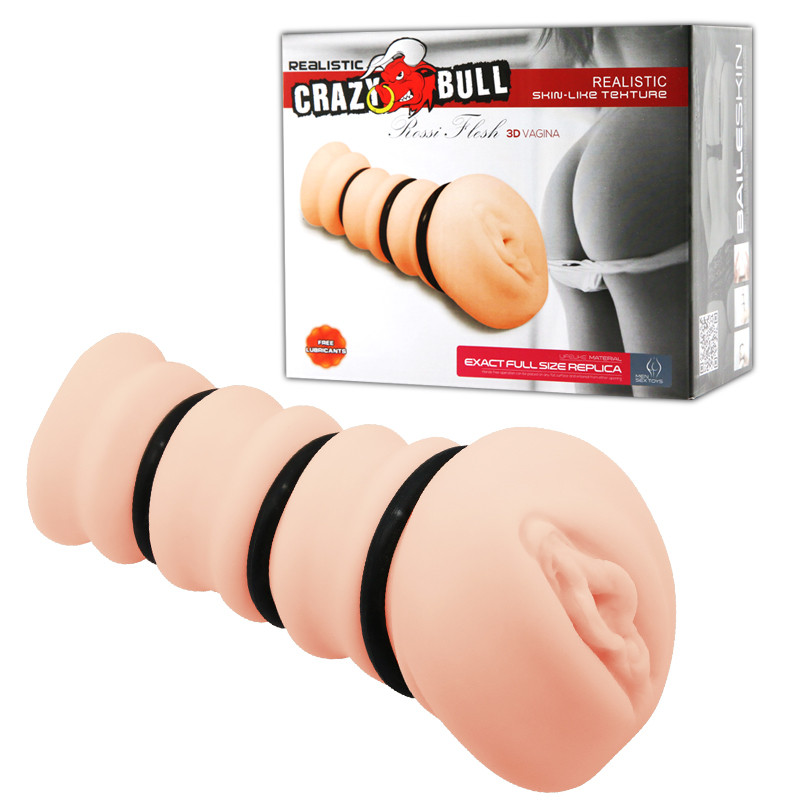 Вагина-мастурбатор CRAZY BULL Rossi Flesh BM-009150H с реалистичной текстурой и регулирующими кольцами.
