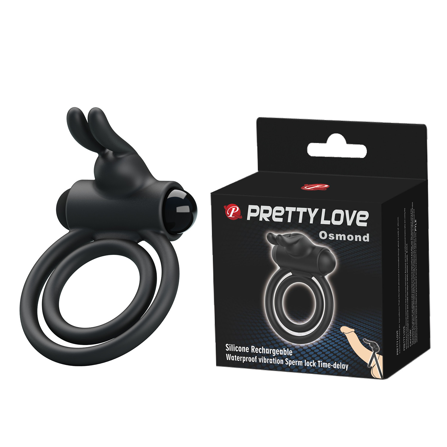 Эрекционное кольцо с вибрацией PRETTY LOVE Osmond BI-210169 с клиторальным стимулятором.