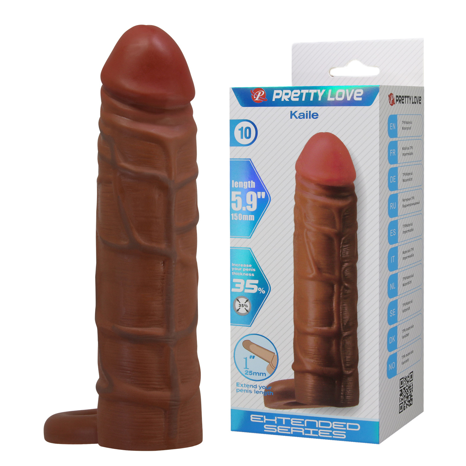 Насадка на пенис с кольцом PRETTY LOVE Kaile BI-026264-1 из эластичного TPR.