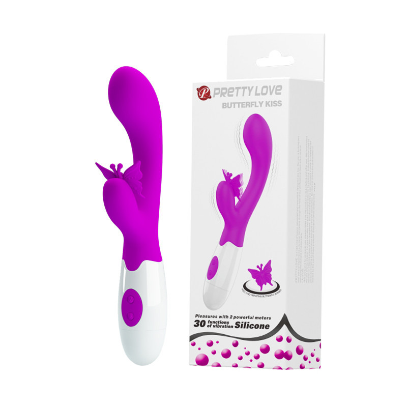 Вибратор с бабочкой PRETTY LOVE Butterfly Kiss BI-014927 с двумя моторами и 30 режимами вибрации.